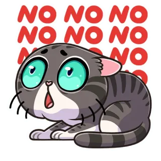 🙅‍♂️ NO NO NO NO NO NO NO NO NO NO kucing, takut, kartun, tidak, protes, hewan, stiker whatsapp sticker