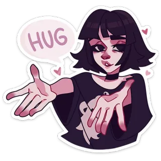 🤗 HUG объятие, нежность, любовь, милый, аниме стиль, стикер, мультфильм telegram sticker