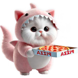 🫓 PIZZA kat, haai, pizza, schattig, kitten, dier, kawaii telegram sticker