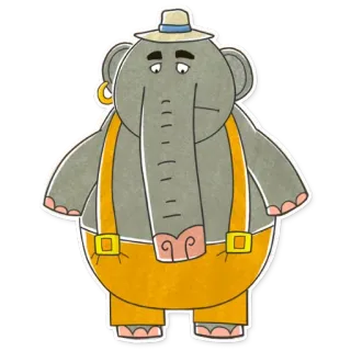 😔 elefante, desenho animado, animal, chapéu, fofo telegram sticker