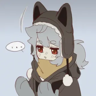 🧤 Anime, Gatto, Carino, Kawaii, Chibi, Cartone animato, Capelli grigi, Felpa con cappuccio telegram sticker