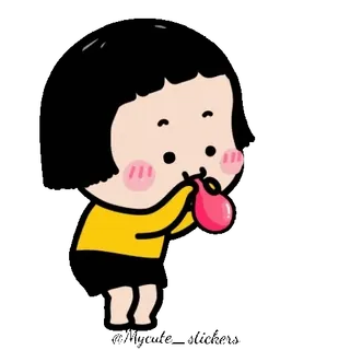 👧 Dessin animé, Souffler, Ballon, Mignon, Enfantin, Illustration telegram sticker