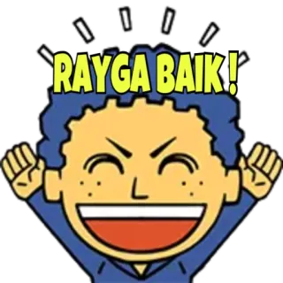 😆 RAYGA BAIK! Dessin animé, Joyeux, Excité, Rayga, Gentil telegram sticker