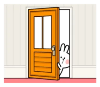 👀 rabbit, door, cartoon, cute, peeking telegram sticker