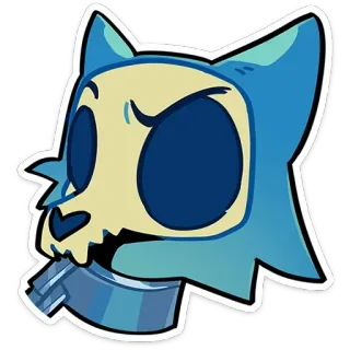😳 Cartoon, Katze, Schädel, Fantasy, Tier telegram sticker