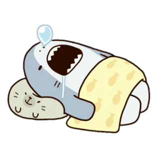 😴 サメ, アザラシ, かわいい, 動物, 漫画, 汗, 睡眠 telegram sticker