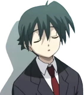 😴 anime, personaje, chico, dormilón, traje, corbata whatsapp sticker