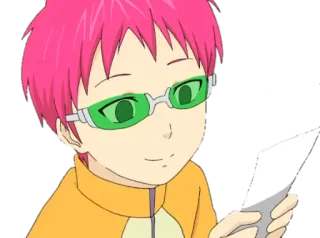 ☺️ Kusuo Saiki The Disastrous Life of Saiki K. Аниме, Saiki K, Кусуо Сайто, Розовые волосы, Психокинез, Персонаж, Анимация telegram sticker