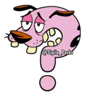 🤔 @Sigilo_Packs собака, мультик, вопросительный знак, розовый, персонаж telegram sticker