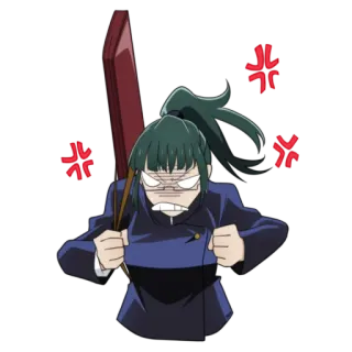 🤬 Maki Zenin Jujutsu Kaisen Anime, Manga, Enojada, Mujer, Espada, Gafas, Jujutsu Kaisen whatsapp sticker