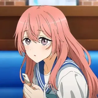 😯 Anime Mädchen, pinke Haare, Cartoon, Charakter, Anime telegram sticker