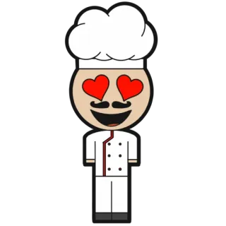😍 chef, amore, cucina, professione, cartoni animati, occhi a cuore whatsapp sticker