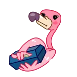 🖕 นกฟลามิงโก, นก, สีชมพู, สัตว์, น่ารัก, การ์ตูน telegram sticker