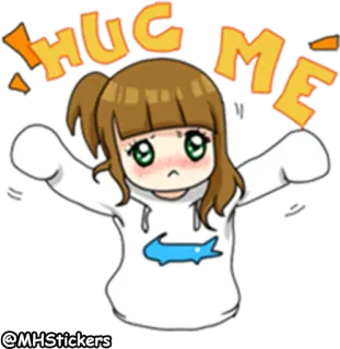 ☹️ HUG ME hug, cartoon, cute, anime, girl telegram sticker
