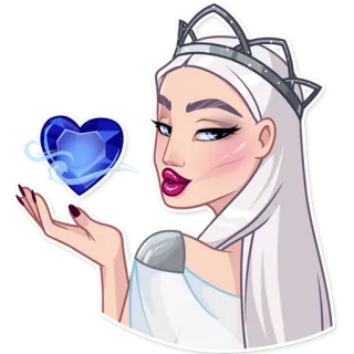 😘 mulher, princesa, coração, desenho animado, adesivo, personagem telegram sticker