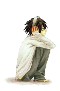 🎧 L Lawliet Death Note Anime, Detective, Intellettuale, Cuffie, Personaggio telegram sticker