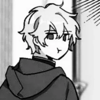 🎱 Anime, Manga, Personaje, Dibujo animado, Retrato, Monocromo telegram sticker