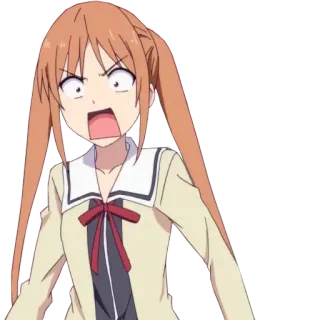 🍌 Anime, Menina, Brava, Uniforme escolar, Chocada, Desenho animado telegram sticker
