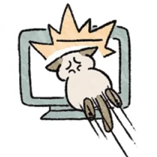 📺 cat, computer, crash, animal, cartoon telegram sticker