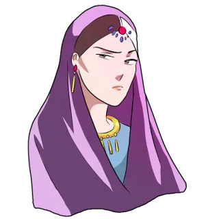 😕 mulher, roxo, lenço, séria, joias, retrato telegram sticker