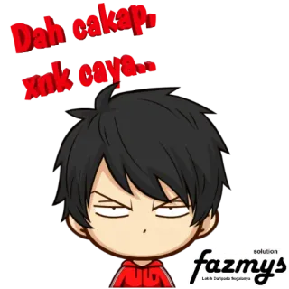 🤣 Dah cakap, xnk caya... Cartone animato, Ragazzo, Espressione, Malese, Testo telegram sticker