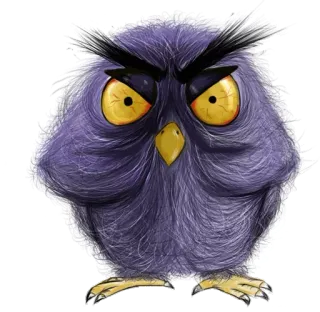😡 นกฮูก, นก, การ์ตูน, สัตว์, น่ารัก, ปุย telegram sticker