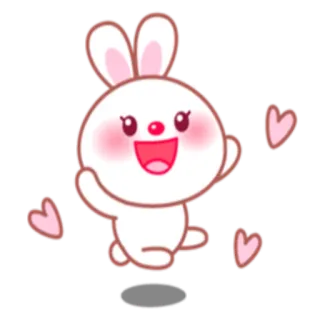 😃 rabbit, bunny, cute, heart, kawaii, cartoon whatsapp sticker