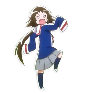👻 Anime, Dessin animé, Fille, Uniforme scolaire, En colère, Crier, Mignon telegram sticker