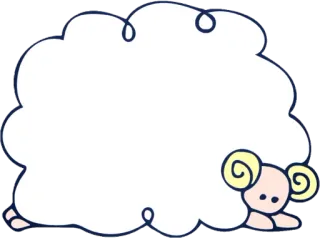 😞 แกะ, สัตว์, น่ารัก, การ์ตูน, เมฆ, ขอบ telegram sticker