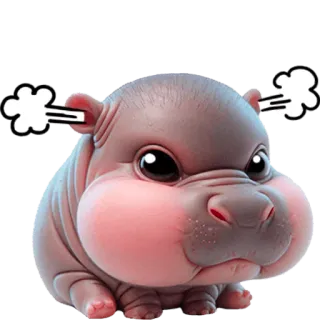 😤 ippopotamo, cartone animato, animale, carino, arrabbiato, orecchie fumanti telegram sticker