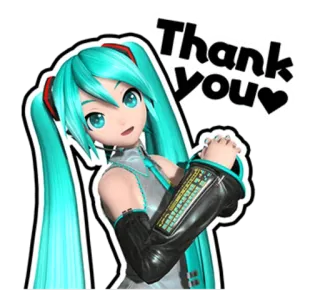 🙏 Hatsune Miku Thank You Anime, Virtuelles Idol, Vocaloid, Niedlich, J-Pop, Danke telegram sticker