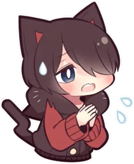 🙏 ragazza gatto, anime, manga, kawaii, carino, supplicante, preoccupato whatsapp sticker