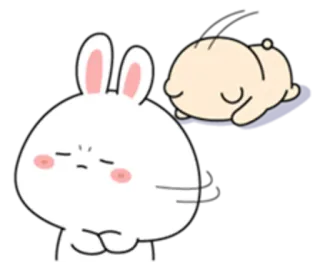 😍 thỏ, thỏ, ngủ, dễ thương, kawaii, hoạt hình telegram sticker