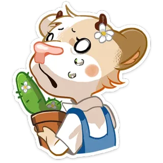 🌵 슬픈, 우는, 선인장, 꽃, 귀여운, 동물 telegram sticker