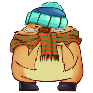 ❄ hamster, hiver, écharpe, chapeau, mignon, animal, dessin animé telegram sticker