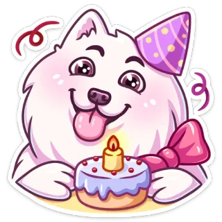 🥳 cão, bolo, aniversário, festa, fofo, animal, celebração telegram sticker