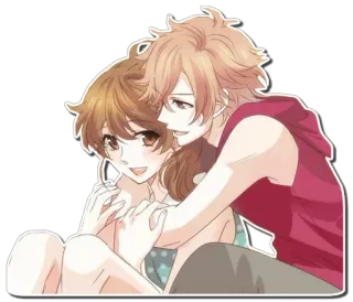❤ anime, abraço, romance, casal, afeição, desenho animado, mangá telegram sticker