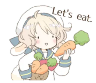 🌬 Let's eat. conejo, zanahoria, comida, lindo, anime, animal whatsapp sticker