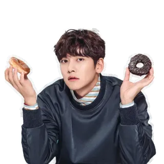 🍩 pessoa, homem, donuts, comida whatsapp sticker