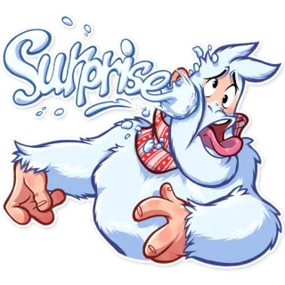 🤪 Surprise Yeti, Überraschung, Cartoon, Winter, Schnee, Monster telegram sticker