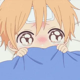 🥺 anime, con trai, khóc, buồn, ốm, dễ thương telegram sticker