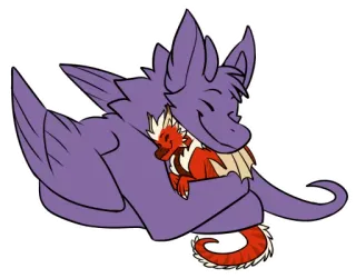 ❤ มังกร, กอด, แฟนตาซี, น่ารัก, การ์ตูน, สัตว์ telegram sticker