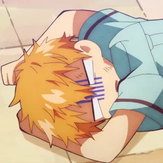🔱 anime, personagem, deitado, cansado, triste, mangá telegram sticker