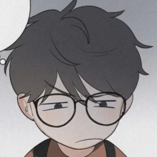 💱 kreskówka, mężczyzna, okulary, myślenie, portret, postać telegram sticker