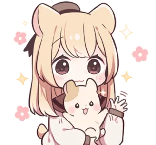 👋 anime, imut, kawaii, gadis, chibi, kartun telegram sticker