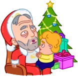 😮 卡通, 圣诞节, 圣诞老人, 孩子, 节日 telegram sticker