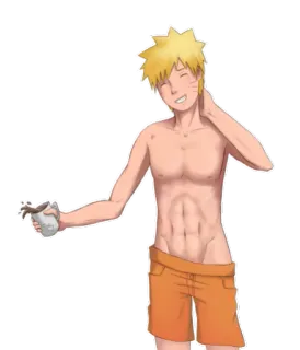 ☕ Naruto 애니메이션, 만화, 캐릭터, 복근, 팬아트, 해변, 반바지 telegram sticker