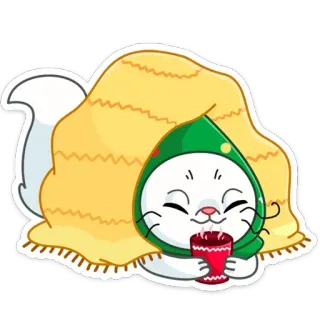 ☕️ Katze, Decke, Kuschelig, Süß, Tier, Cartoon telegram sticker