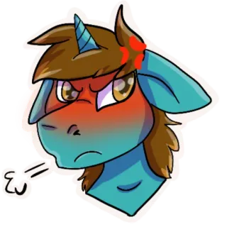 😡 unicornio, enojado, dibujos animados, ilustración, magia, fantasía telegram sticker