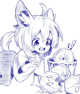🥬 Anime, Kartun, Lucu, Kawaii, Es krim, Chibi telegram sticker